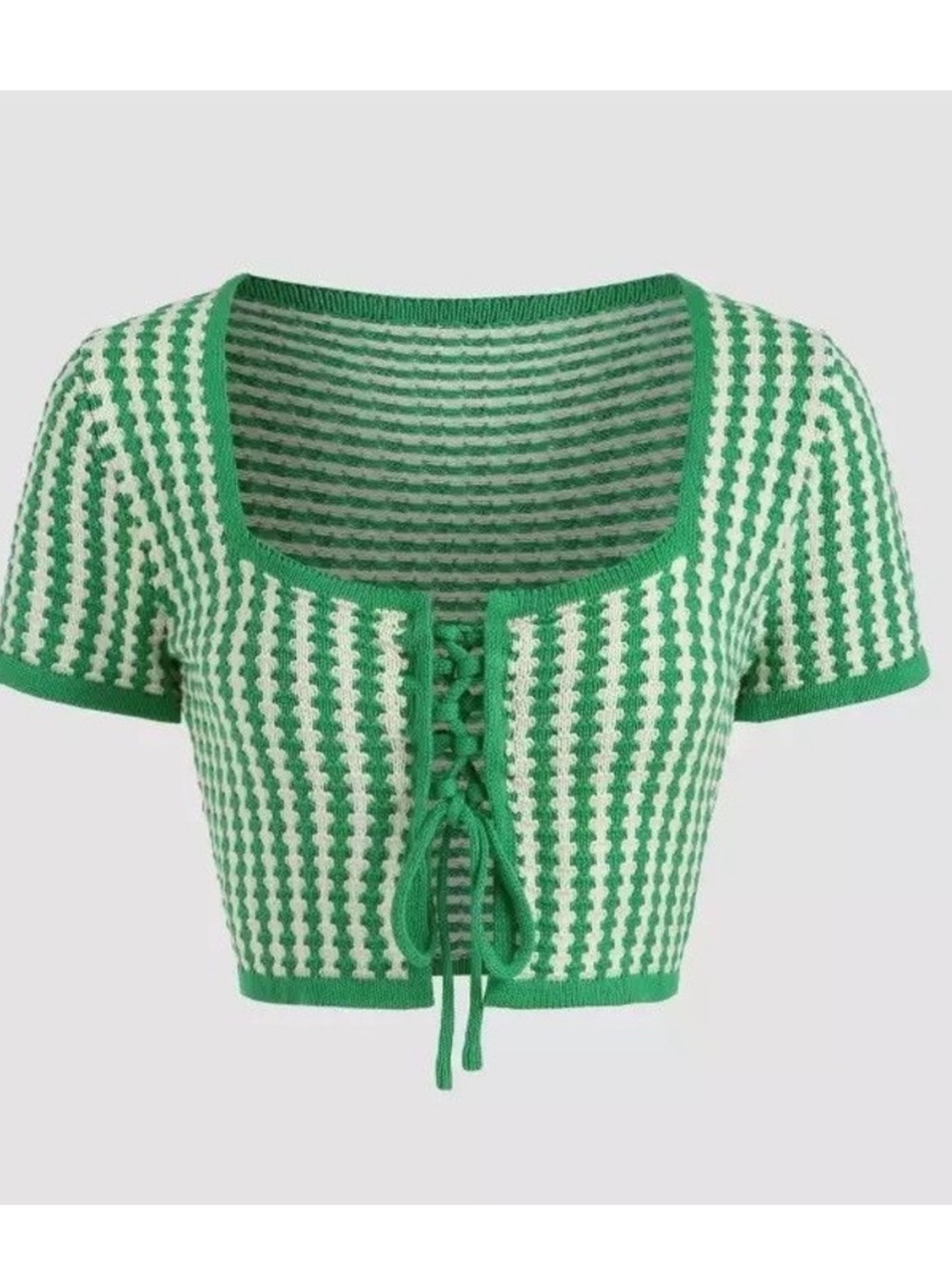 Zara Green and White Knit crop top